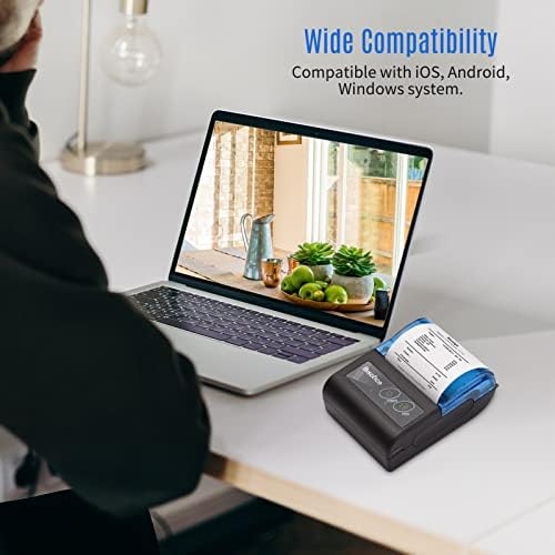 Xixian Mini Printer, Mini Thermal Printer 2 Inch Wireless USB приемот за прием на билет за печатач со 58мм печатење хартија компатибилен со iOS