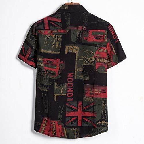 Гроздобер кошули за мажи шарени кратки ракави Хавајски кошула лето копче надолу со маица опуштено вклопување на обични плажа врвови