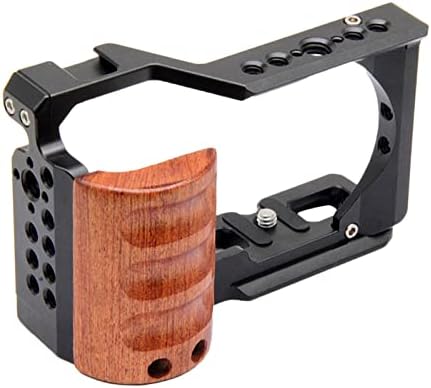 Дрвена рачка со кафез на дигитална камера Baoblaze, достапно со копче за 1/4 завртки 3/8 завртки за завртки за ZV-E10
