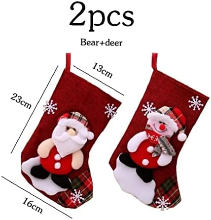 Зонстер Големи чорапи Дедо Мраз за подароци за ткаенини, Божиќна прекрасна торба за деца Камино дрво Божиќна декорација