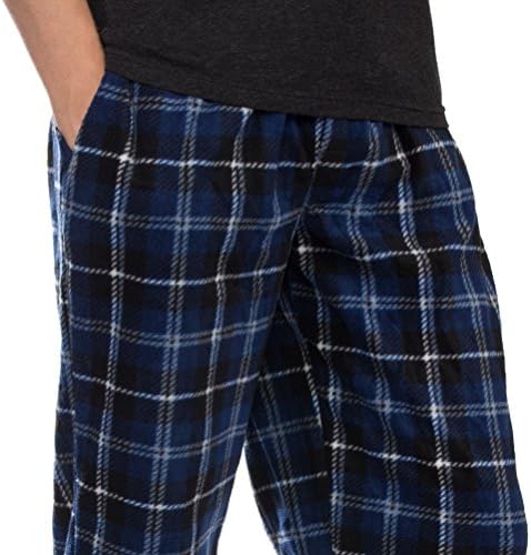 ДГ Хил 3 пакувани карирани панталони за пижами со машка панталони поставени дното на руно салон за спиење пјс со џебови микрофлео