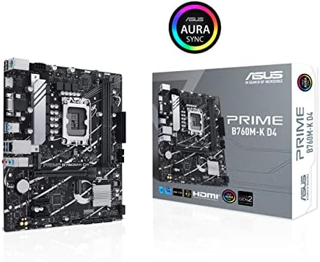 ASUS PRIME B760M-K D4 INTEL® B760 MATX MASTEST, PCIE 4.0, два PCIE 4.0 M.2 слотови, DDR4, Realtek 2.5 GB Ethernet, HDMI®, SATA 6 GBPS, предниот