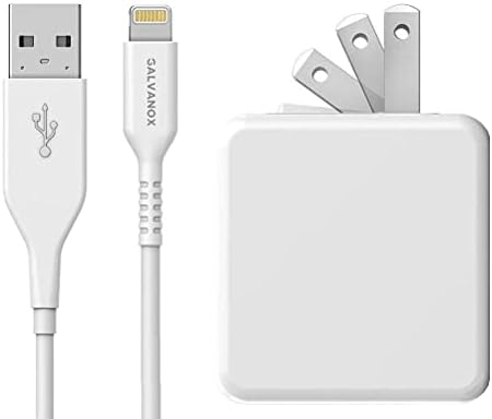 Кабел за полнач на iPhone Galvanox со адаптер за напојување 17W - Молња до USB -кабел за полнење плус двојна usb -portиден приклучок