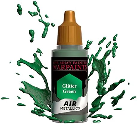 Армискиот сликар Warpaint Air Metallics сјајно зелена - акрилна нетоксична силно пигментирана боја базирана на вода за таблети улоги, пансиони и варгами за сликање на минија?