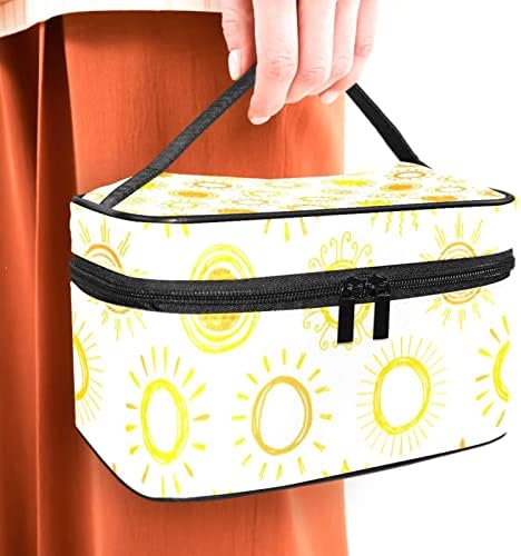 ЕКМРАД Пренослива Торба За Шминка Лавра Сонце Портокалово Печатење Голем Капацитет Со Патент Погоден За Убави Девојки Дами Тинејџери Патување