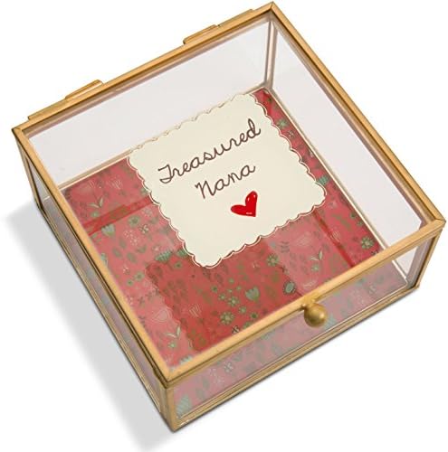 Павилјон Подарок Компанија Љубовта На Мајката-Богатство Нана Цветни Стакло Накит Кутија 4.25 Инчи, Цветни, Црвени