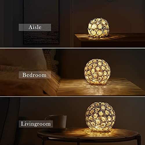 Зипдиз Кристална топка - Кристално LED светло - Декор за Божиќни маса - Златни орби Декоративни топки - Осветлена божиќна топка
