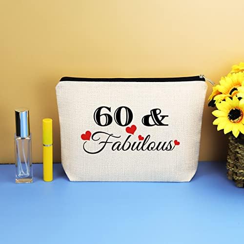 Подароци За 60 Ти Роденден Идеја Торба За Шминка За Жени 60 Годишен Подарок За Нејзината Баба Мајка Шеф Водач Нана Пријател Среќен 60 Ти
