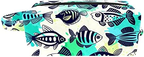 Козметичка Торба За Жени, Цртани Риби Морски Животни Убава Шема, Чанти За Шминка Со Додатоци За Рачка Организатор Подароци