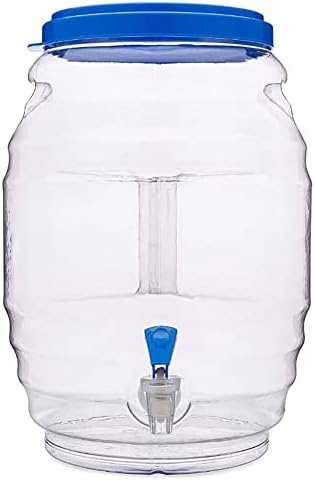 БПА бесплатен мексикански стил Vitrolero Aguas frescas trapadera Пластичен контејнер за вода со сина слика на капакот и шипката, 3 галон, 11