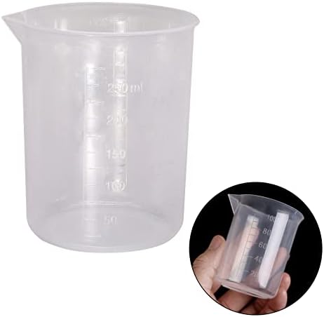 WaziaQoc 250ml-300ml пластика дипломирана чаша, транспарентна чаша за мерење на чаша за мерење на кујната за кујна лабораторија