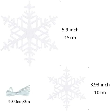 Фажбари бела снегулка Гарланд се чувствуваше транспарент Зимски венец снег банер Божиќни снегулки за празници за празници за украси од 2 пакувања