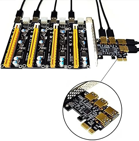 Конектори PCI-E до PCI-E адаптер 1 Свртете 4 PCI-EXPRESS SLOT 1x до 16x USB 3.0 Специјална конвертор на PCIe на PCIE за BTC за рударство BTC-