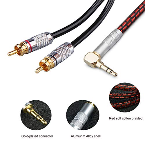 Аудиофилен аудио кабел за аудио -кабел од guantai primeda стерео 3,5 mm машки до 2 RCA машки - hi -fi за HDTV, паметни телефони, MP3,