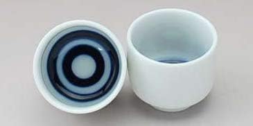 Јапонски саке чаша керамички сини кругови на дното choko 2-shaku 1.18 течности сет од 4
