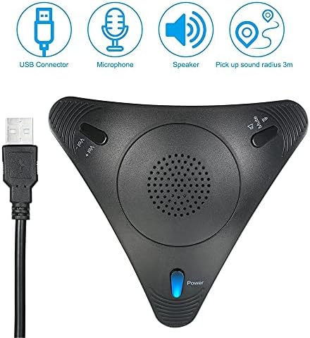 LMMDDP USB конференција Микрофон Омнидирекција на десктоп жичен микрофон Вграден звучник за поддршка на звучникот Контрола на волумен на волумен
