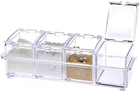 ygqzm преносна зачинета кутија за зачини кутија кујна за зачинување шеќер сол транспарентен четири кутии со лажица