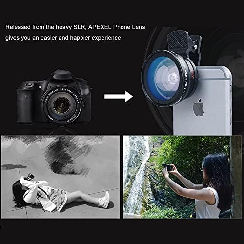 ZLXDP 2 во 1 леќи за камера 0,45x Супер широк агол и комплет за леќи за мобилни телефони со макро мобилен телефон за паметни телефони за паметни