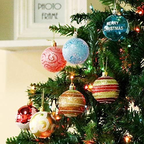 Artybuy 24pcs Божиќни топка украси 6cm/2.36 Shatterpruof насликани висечки топки Декорација на новогодишна елка за празници за одмор на венчавки