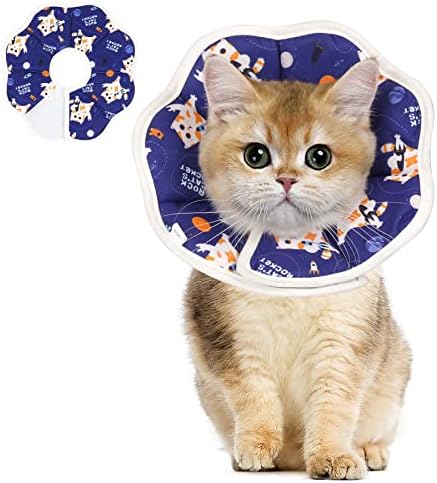 Comsaf Мала јака за обновување на меки мачки, заштитна прилагодлива јака од конус за домашни миленици за после операција, удобна лесна јака