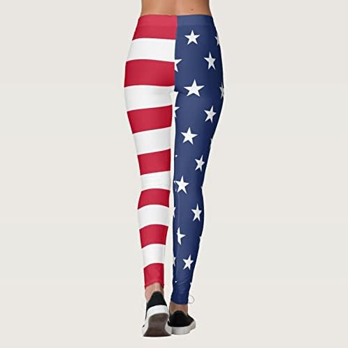 Американско знаме Патриотски нозе жени со високи половини патриотски starsвезди ленти хеланки Беспрекорни панталони со целосна должина