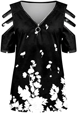 Лето жени ладно рамо маица врвови обични секси лабави вклопени v вратот блузи мода со кратки ракави патент туника