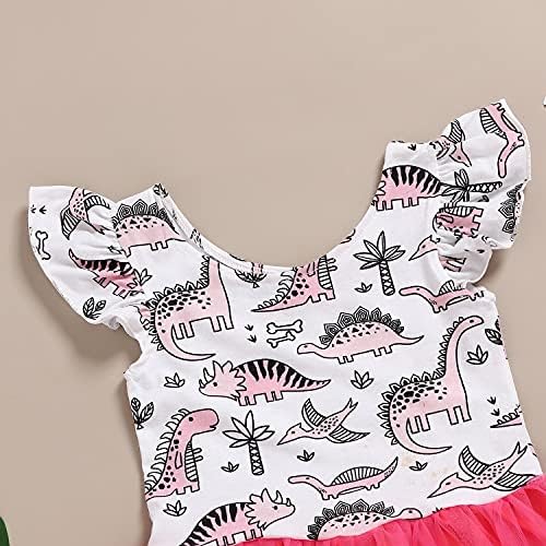Девојки од лисмуч Девојки диносаул фустан бебе девојче роденденска забава летна облека