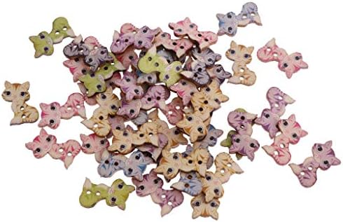 50 парчиња мешани цртани животни Дрвени копчиња за шиење 2 -дупки за деца занаетчиски деца - како што е опишано удобно и еколошки