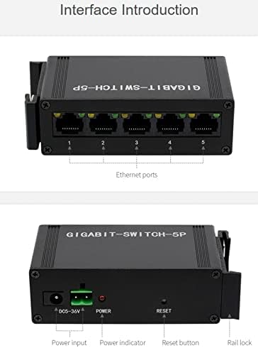 Waveshare Industrial Grade 5 Ports Gigabit Ethernet Switch, IEEE 802.3x-во согласност со целосен Дуплекс 10/100/1000M приклучок