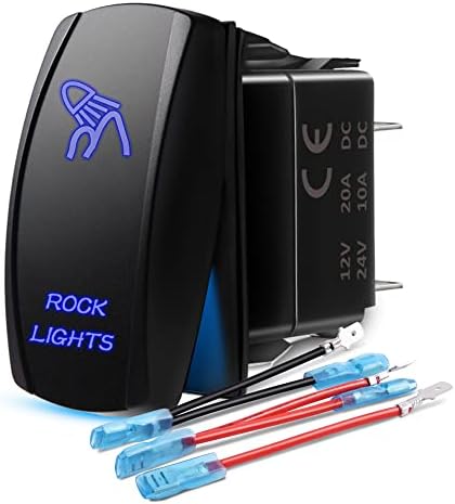 MictUning Blue Rock Lights Rocker Switch Комплет- Вклучено/Исклучено сино LED светло 20A 12V