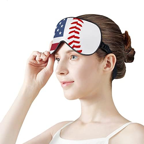 Сад Знаме Бејзбол Чипка Печатење Маска За Очи Светло Блокирање Маска За Спиење Со Прилагодлив Ремен За Патување Работа Во Смена За