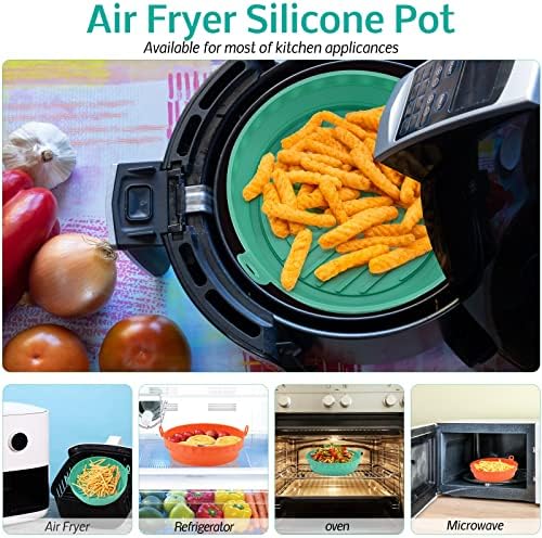 Foxmm Air Fryer Silicone Lyners 2 парчиња, додатоци за преклопување на воздухот од 7,5 инчи, додатоци за фризури за храна, коска