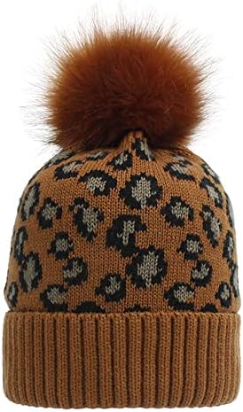 Плетена капа со пом пом жени руно наредени потопло ски -капа, плетено бена лисица капа, памук дебела гравчиња капа за мажи за мажи грил момчиња