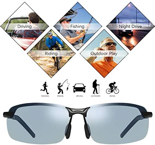 Машки Фотохромни Поларизирани Очила За Сонце Ал-Мг Метална Рамка Спортски Очила За Возење Ув Заштита Против Отсјај Го Намалуваат Заморот На