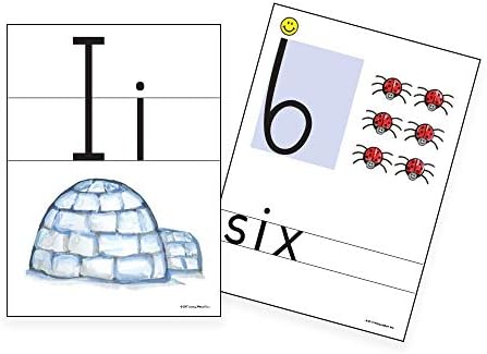 Учење без солзи во боја и број wallидни картички- ракопис без солзи- k-2, модел на буква и броеви на азбука, двојни линии- за