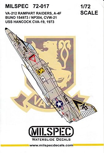 Milspec Decals CAMMS72017 1:72 A-4F Skyhawk VA-212 Rampart Raiders USS Hancock 1973 [Decal Sheet Sless]