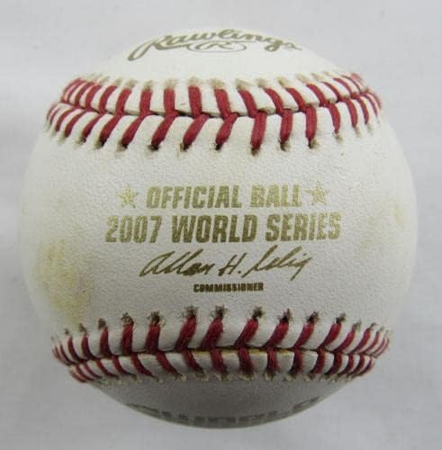 Мани Делкармен потпиша авто -автограм Rawlings 2007 Светска серија Бејзбол Б108 - автограмирани бејзбол