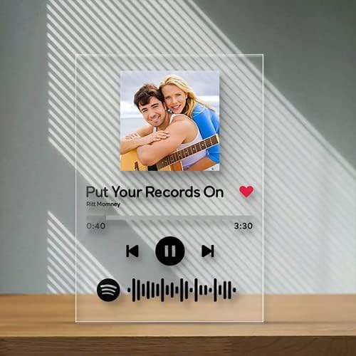 Персонализирана Spotify Code Music Plaque со фото прилагодена рамка за слика Spotify стакло уметност акрилик албум насловната гравура песна транспарентен