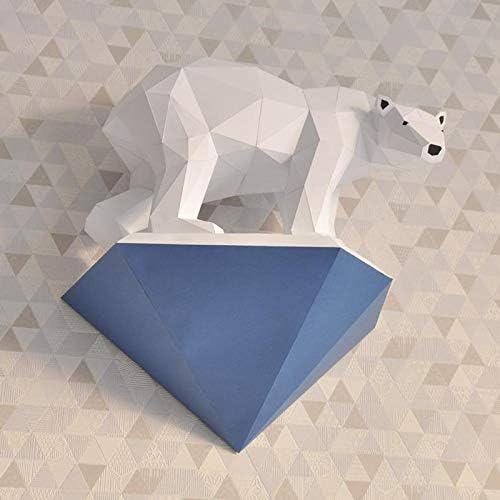 Wll-dp Поларна мечка и мраз флок 3Д рачно изработена оригами загатка за хартија модел DIY хартија играчка геометриска wallидна декорација