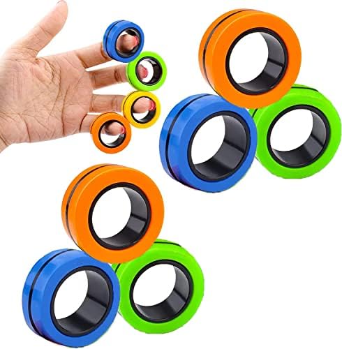 21 парчиња магнетски прстени со случајни бои, сет на играчки, идеја АДХД Анксиозност декомпресија магнетна фигура игра за возрасни фидгет Спинер