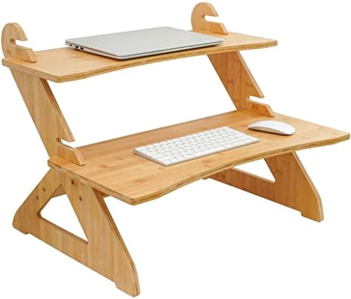 Табели стоечки конвертор на бирото бамбус стоен монитор за стоење на столб за конвертор за монитор за прилагодување на мониторот (боја: