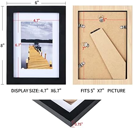 Шербо 5х7 дрвени рамки за слики сет од 2 приказни слики со мат и акрилен лист чиста леана плексиглас за табели со wallидни декор и