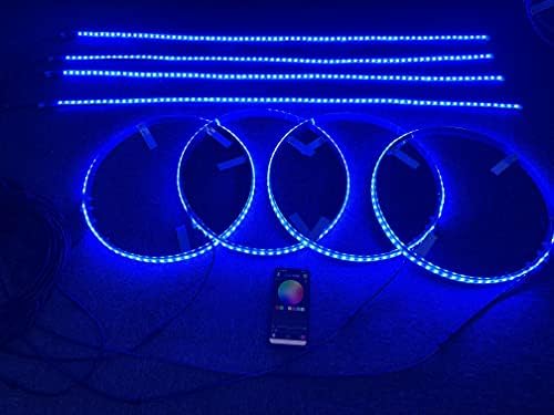 Sando Tech Dream Chase RGB 4PCS 15,5 мулти-бои предводени светла на прстените на прстените на тркалата + 4 парчиња 4ft Decoration