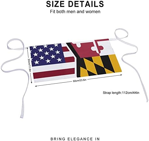 Американско И Државно Знаме На Мериленд Половината Престилка со 3 Џебови Симпатична Половина Престилка Лигавче Кратки Престилки