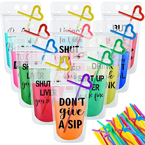 Пијте Торбички Со Сламки Пластични Кеси За Пијалоци Со Патент Кеси За Пијалоци Торбички За Сокови За Возрасни И Тинејџери