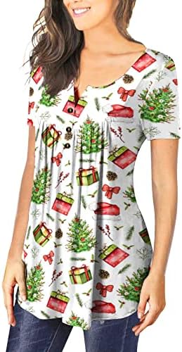 Christlishените Божиќни маички со меки маици со кратки ракави на кратки ракави нагоре на врвовите на туниките Снегули печатени блузи