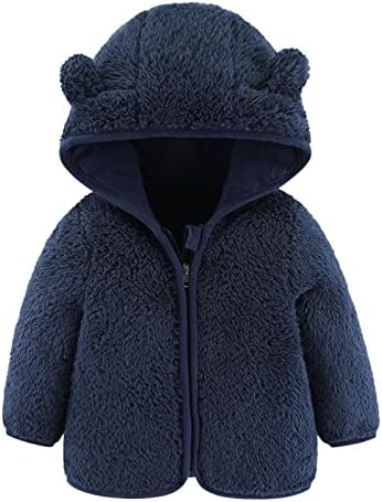Rongxi новороденче новороденче девојчиња момчиња јакна зимска облека за надворешни облеки, палто мечка уши со аспиратор топло