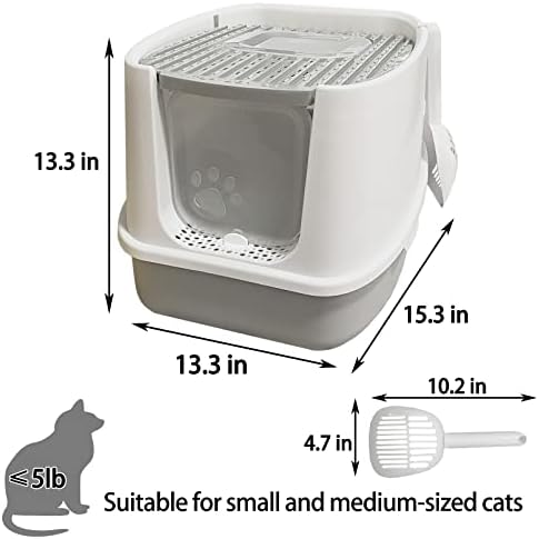 Кутија За Отпадоци За Мачки Tfwadmx Со Капак Целосно Затворена Мачка Тенџере Со Врвен Влез Во Тоалет За Мачиња Против Прскање Тава За