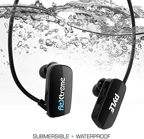 Слушалки за Bluetooth Player Pyle Mp3 Player - Водоотпорни пливање IPX8 Флексибилни слушалки за завиткување на широки, вградени батерии што