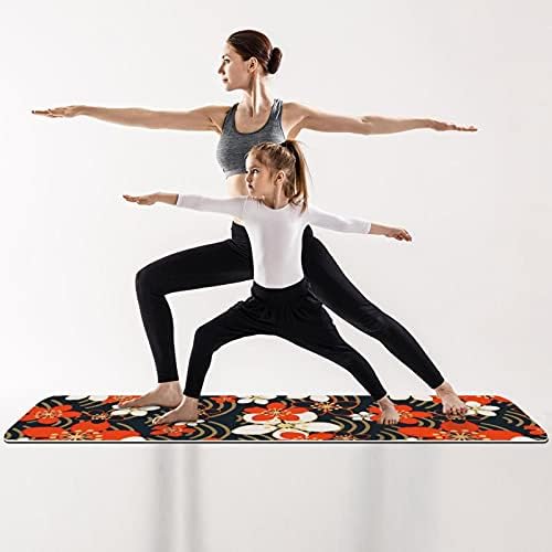Дебела вежба без лизгање и фитнес 1/4 јога мат со слатки цвеќиња печати за јога пилатес и вежба за фитнес на подот